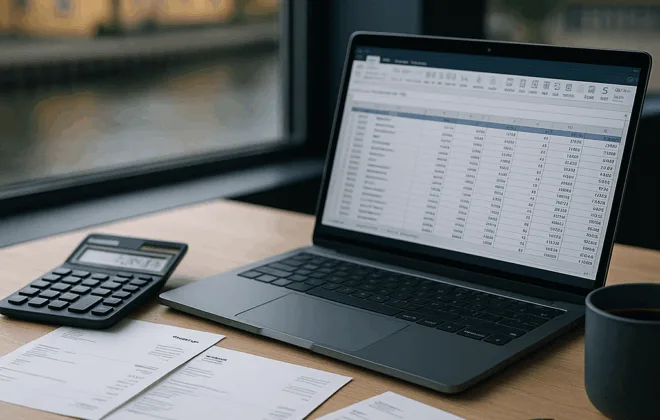 Moderne kontor i Ørestad og RevisorKen ved laptop