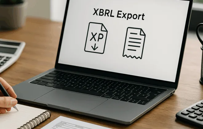 Skærm med XBRL eksport og kvittering